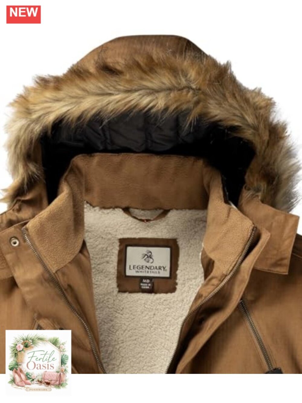 Women's Faux Fur Hooded Parka Coat Water Resistant Insulated Sherpa Lined - Picture 5 of 6